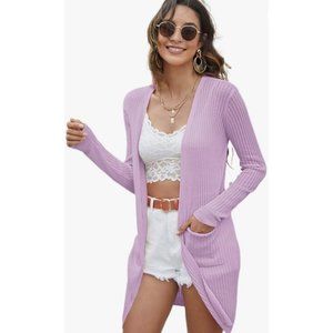 New with tags Long Open Front Cardigan Long Sleeves Hand Pockets Size 2XL